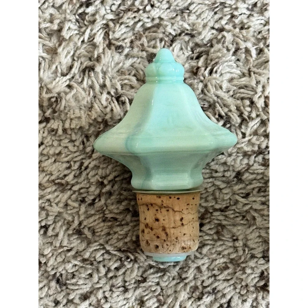 Vtg 1972 Jim Beam Liquor Decanter Jadeite Green Blue Milk Slag Glass‎ Stopper